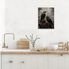 Crow Canvas Wall Art Gothic Romantic Painting Picture Framed for Bathroom Bed…