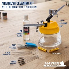 Deluxe Airbrush Cleaning Kit, 3 in 1 Airbrush Clean Pot, Holder Brushes Set