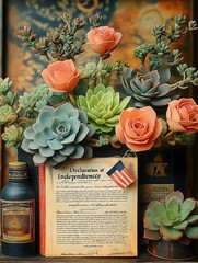Succulent Diamond Art Kit – Patriotic Declaration of Independence Themed Drill P