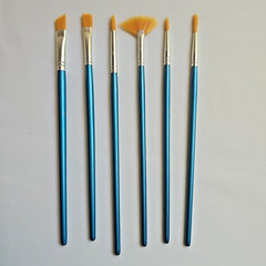 Nylon Hair Paint Brush Set with Carry Case – 12-pc Long Blue Handle