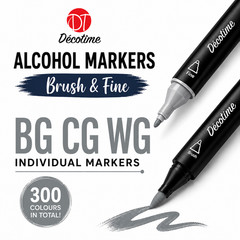 Decotime Alcohol Markers – Grey – BG CG WG – Fine & Brush – Individual