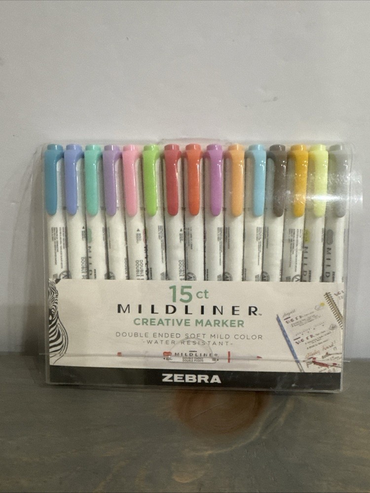 Zebra Mildliner Creative Marker Set 15-Count Double Ended Assorted Pastel Colors