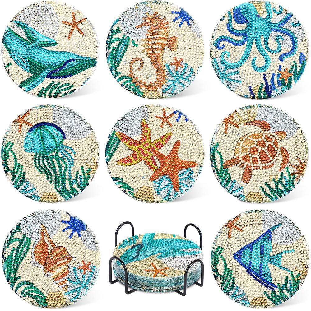 UPINS Ocean Diamond Art 3 inches x 3 x 2 inches, Blue Brown