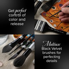 Silver Brush Limited Black Velvet Round Watercolor Brush Set 3 Piece 2,6,10