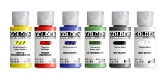 Fluid Acrylics Intro Set 6 Color 1 Fl Oz Bottles Professional Paint Art