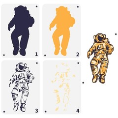 FINGERINSPIRE 4PCS Layered Astronaut Stencils for Painting 8.3×11.7inch Large…