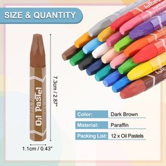 12Pcs Dark Brown Oil Pastels Soft Oil Crayons