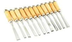 12Pc- 7-3/4” Professional Quality Wood Carving Chisel Set, Assorted Tip Shapes