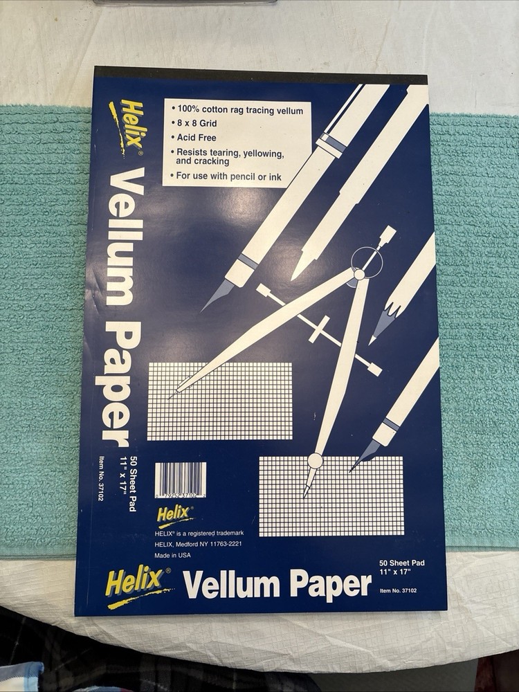 HELIX VELLUM PAPER 50 SHEET PAD 11 X 17 ACID FREE NO 37102 MADE IN USA
