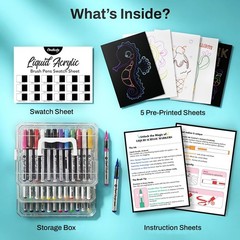 36 Colors Acrylic Paint Markers Flexible Brush Tip Waterproof Pens for Canvas Ro