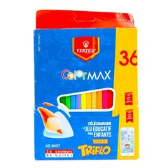 VERTEX ColorMAX 36 Colored Pencils Set – Triangular Ergonomic Grip – Kids Art