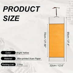 37.4″ x 12.6″ 2 Pcs Blank Hanging Scroll Paper Wood Rod, Bright Yellow