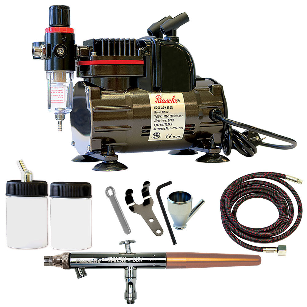 Paasche 1/5 HP Airbrush Compressor w/ TS Double Action Siphon Feed Airbrush Set