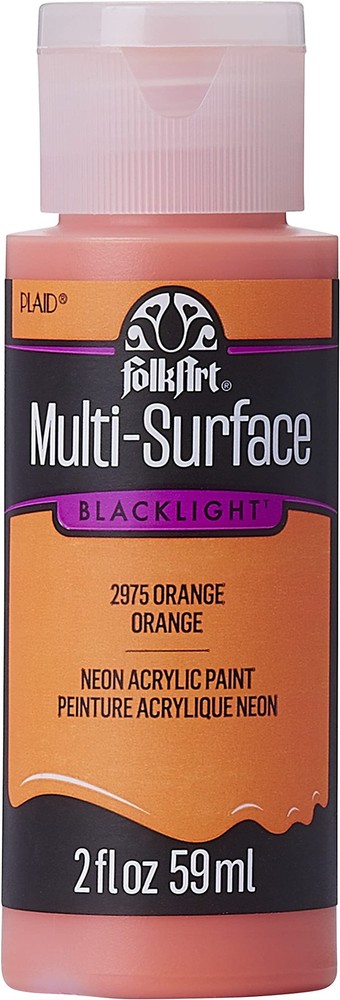 FolkArt, Multi-Surface Acrylic Paint, Blacklight, 2 Fl Oz (Pack of 1), Orange