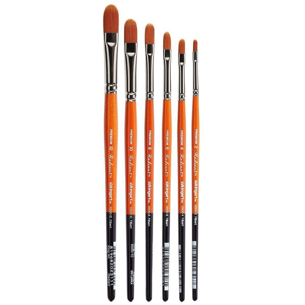Premium 6 pc. Radiant 6500 Series Filbert Artist Brush Set, Golden Synthetic …