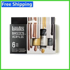 BASICS 6 Tube Acrylic Paint Set – Iridescent & Metallic Colors for Fine Arts