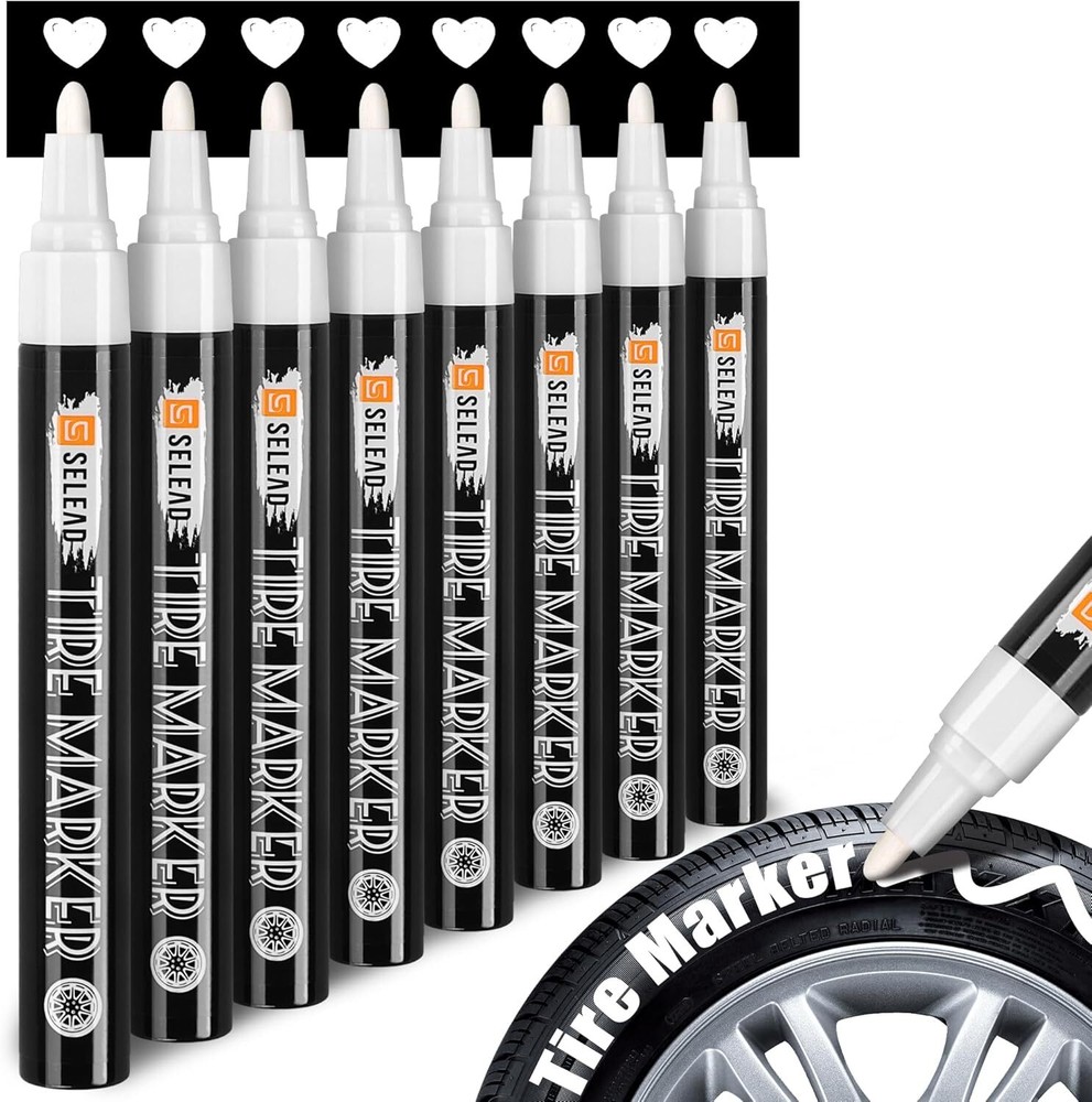 Tire Marker White – 8 Pack Paint Pens for Car Tires Lettering, Premium Profes…