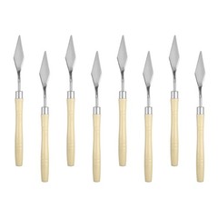 8pcs Painting Palette Knife 6.89″ Pointed Stainless Steel Blade Beige