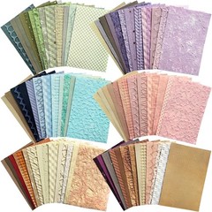 Flartmo 102 Sheets Textured Scrapbook Paper and Mesh Fabric A6, Multicolor-02