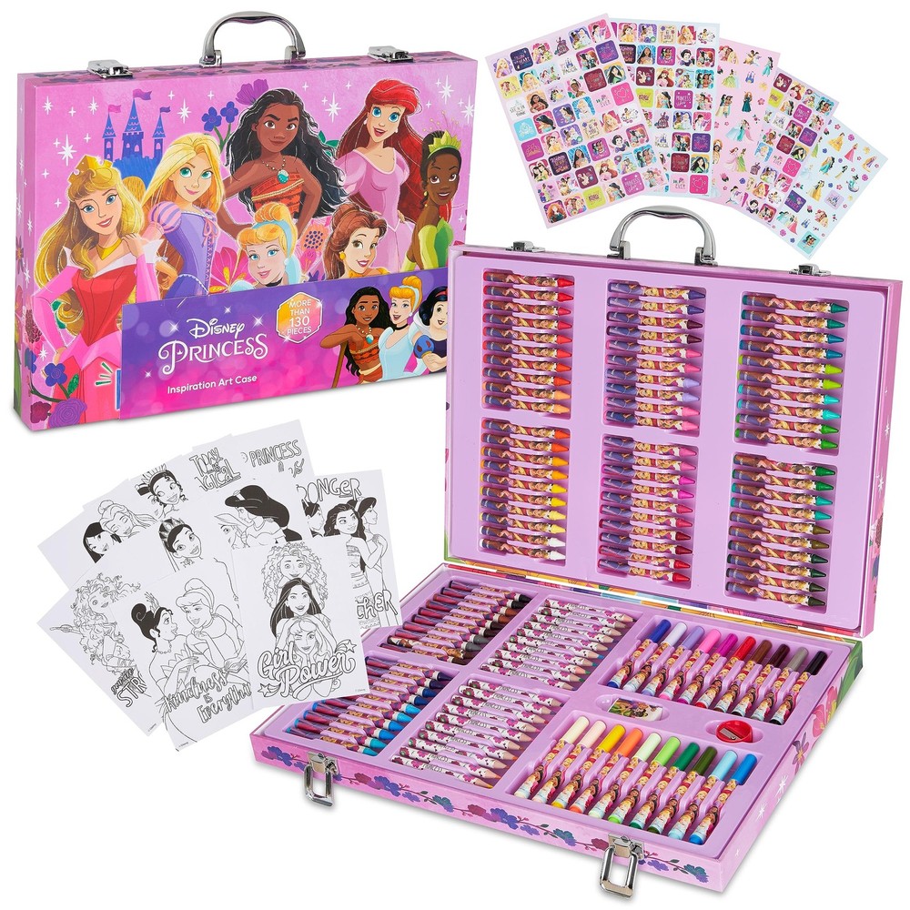 Disney Princess Art Set for Kids Complete Colouring Supplies in Carrying Case