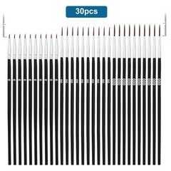 30pcs Detail Paint Brushes, Fine Tip 15.3×0.5cm/6.02×0.19in, Black