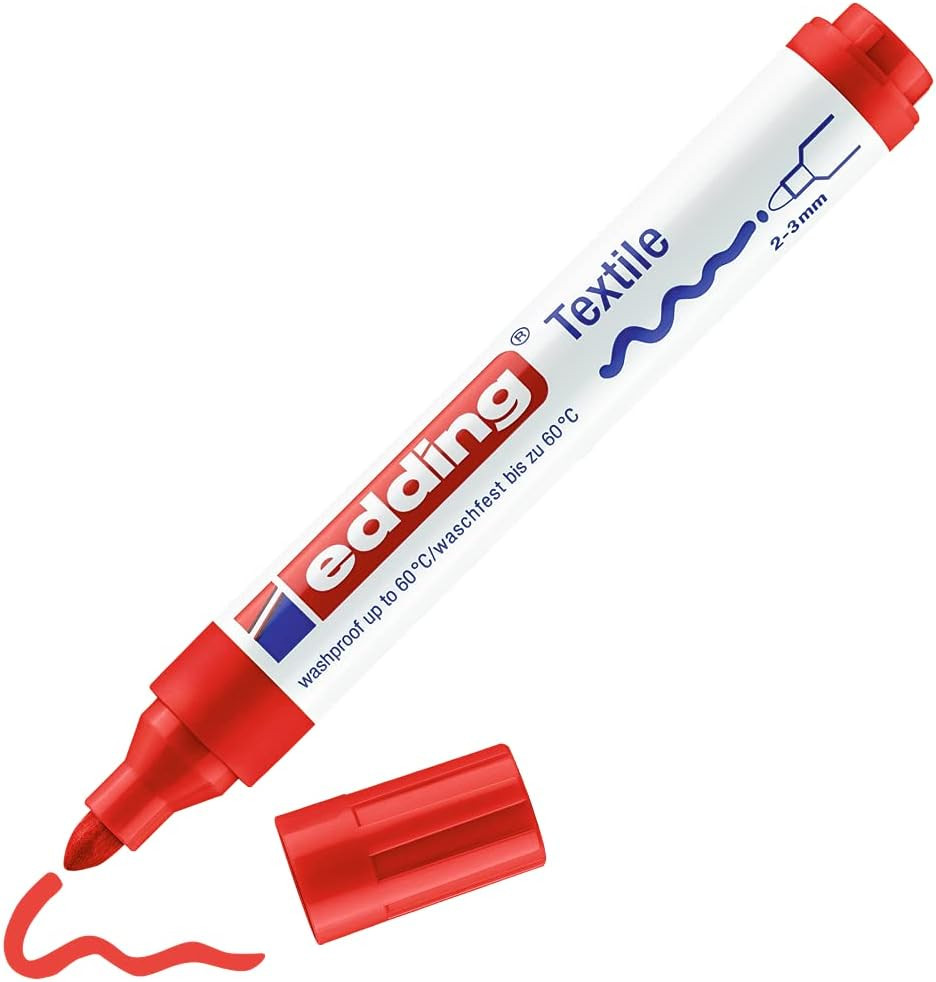 4500 textile marker – red – 1 pen – round nib 2-3 mm – permanent fabric markers