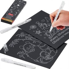 0.5mm White Gel Pen Set Extra Fine Point Waterproof Ink for Art Journaling DIY A