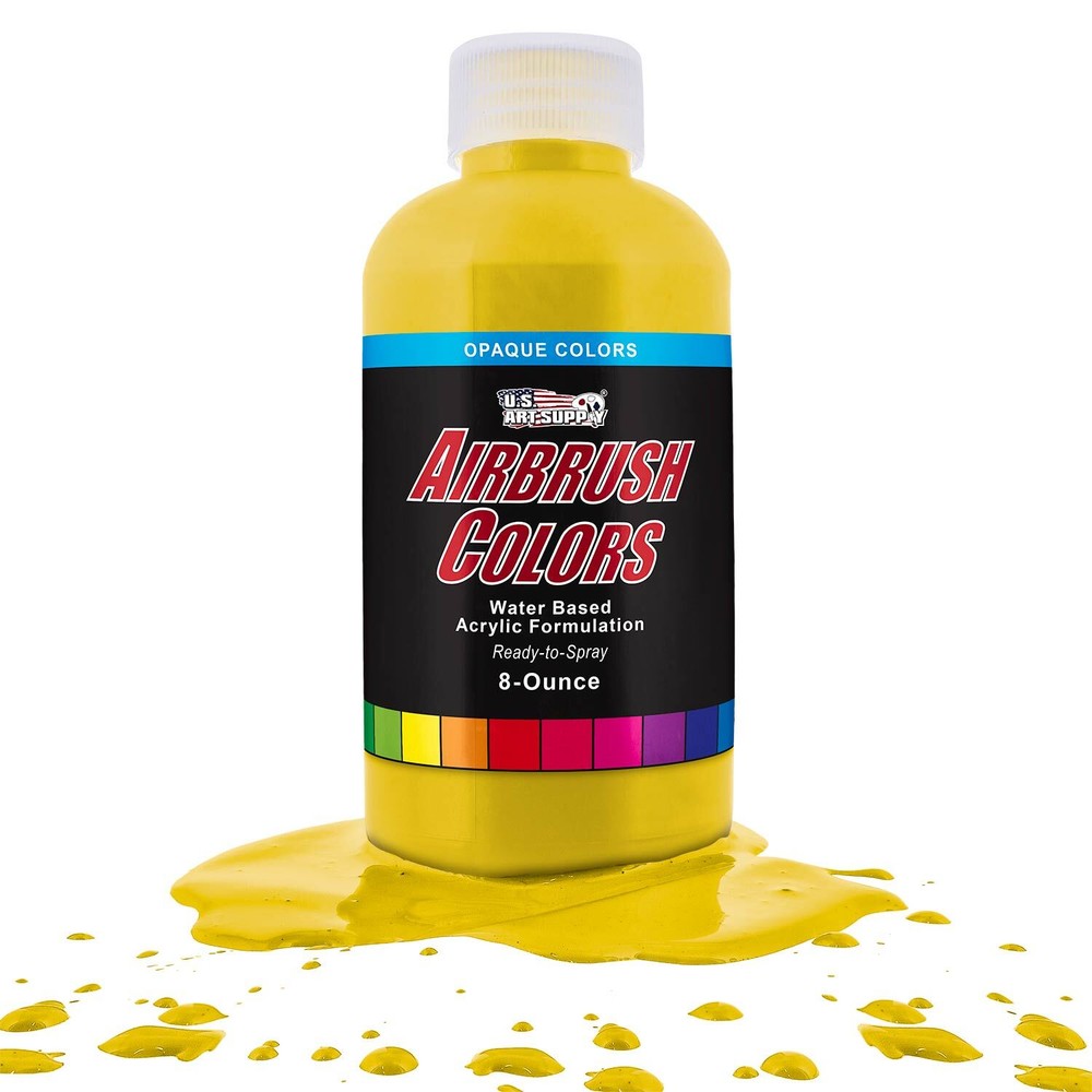 US Art Supply 8-Ounce Opaque Bright Yellow Airbrush Paint