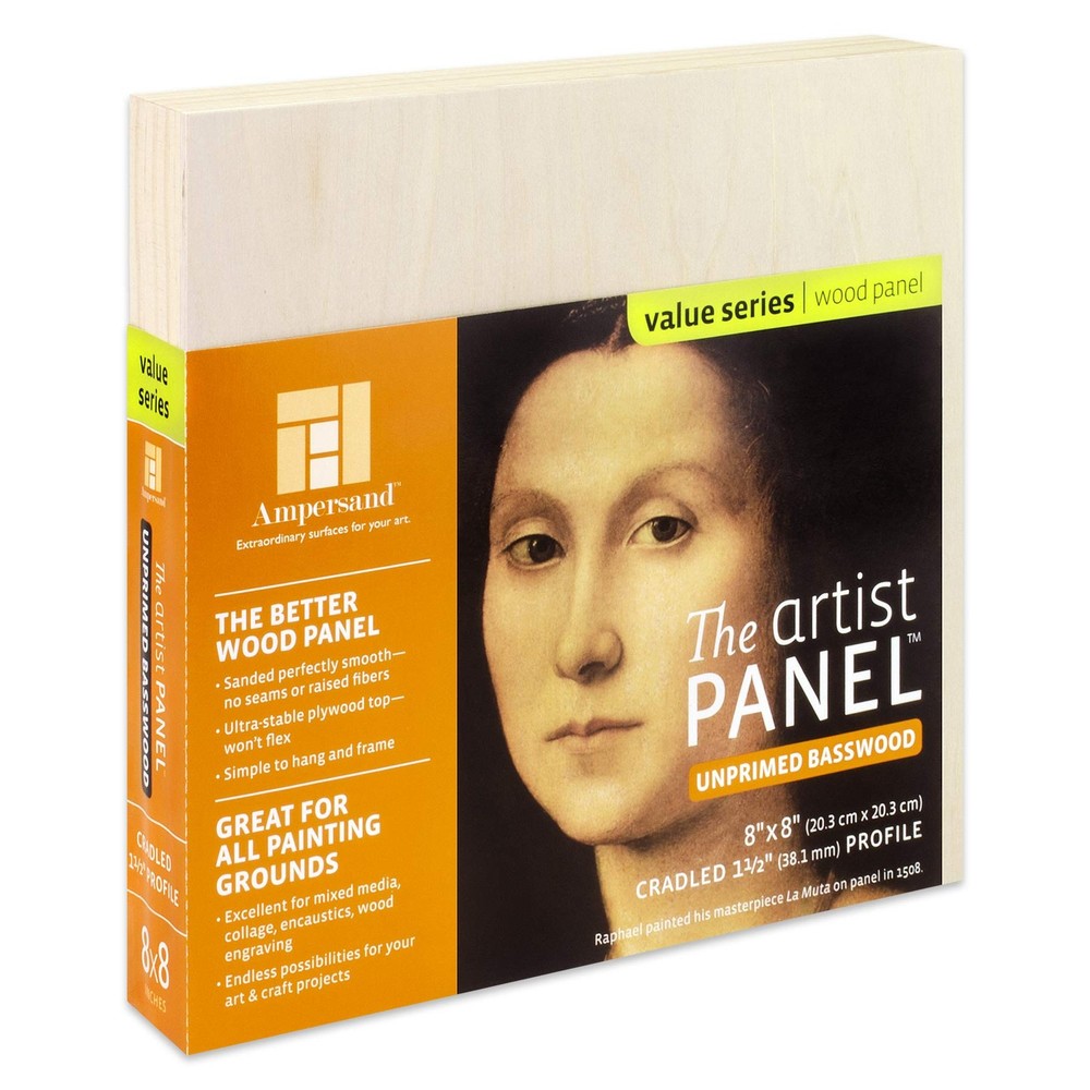 8×8 Inch Unprimed Basswood Artist Panel 11/2″ Cradled Profile Painting