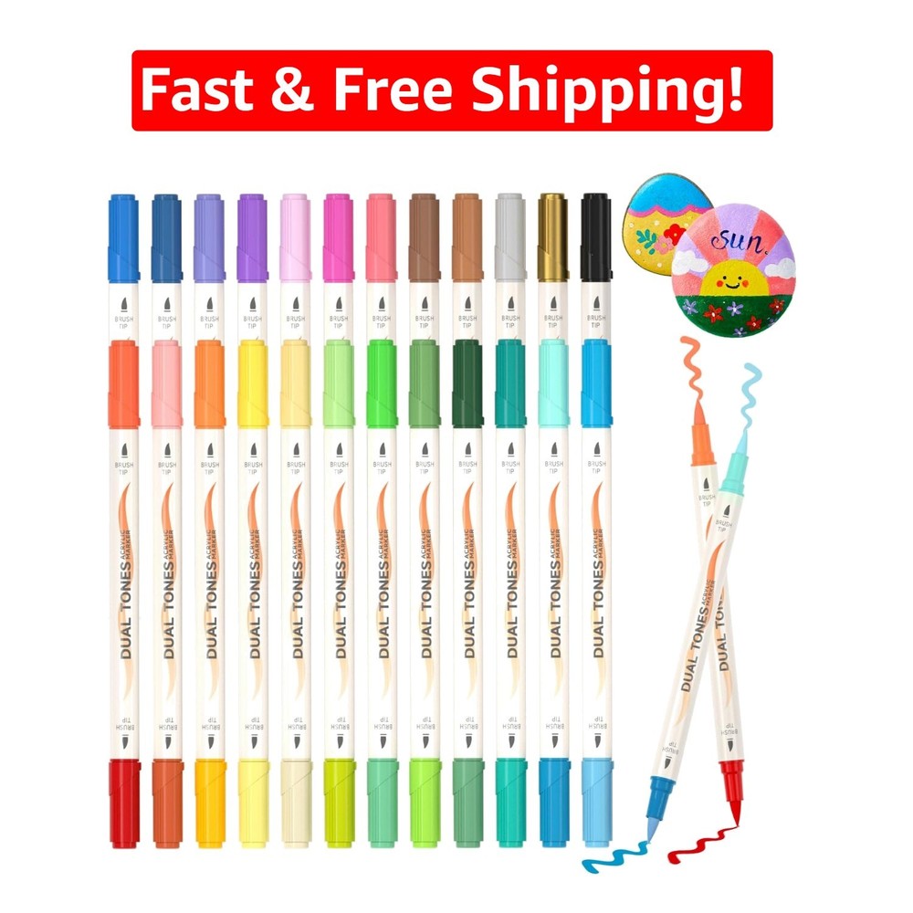 Dual Tone Acrylic Paint Pen Set – 48 Colors for Creative DIY and Art Projects