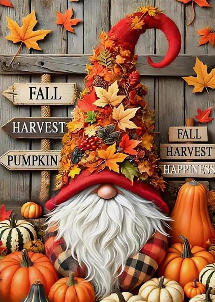 Fall Gnome Pumpkin Leaf Paint by Number,Kits for Adults, DIY Paint by Numbers Ki