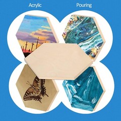 Falling in Art Wooden Hexagon Shaped Panel Boards Kit, 3/4″ Deep Wood Canvas …