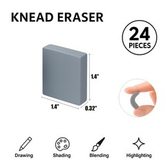 Kneaded Erasers, 24 Pack – Grey, Moldable & Kneadable Art Erasers for Draw