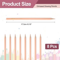 8PCS Colored Pencils Set Wooden Oil Based Colored Drawing Pencil Beige