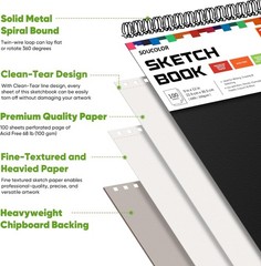9″ x 12″ Sketch Book, 100 Sheets Top Spiral Bound Sketchbook with Acid-Free 6…