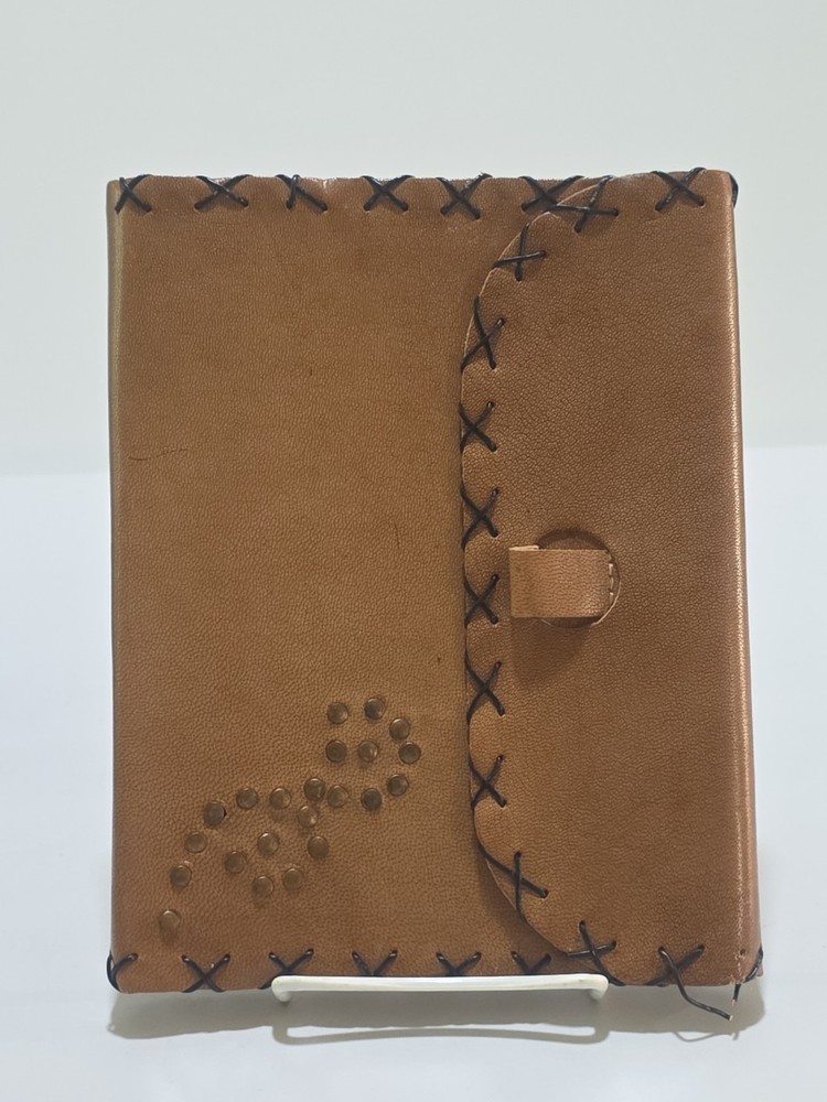 Brown Leather Stiched And Studded 8″x6″ Inch Journal-Art Sketch Book Thick Paper