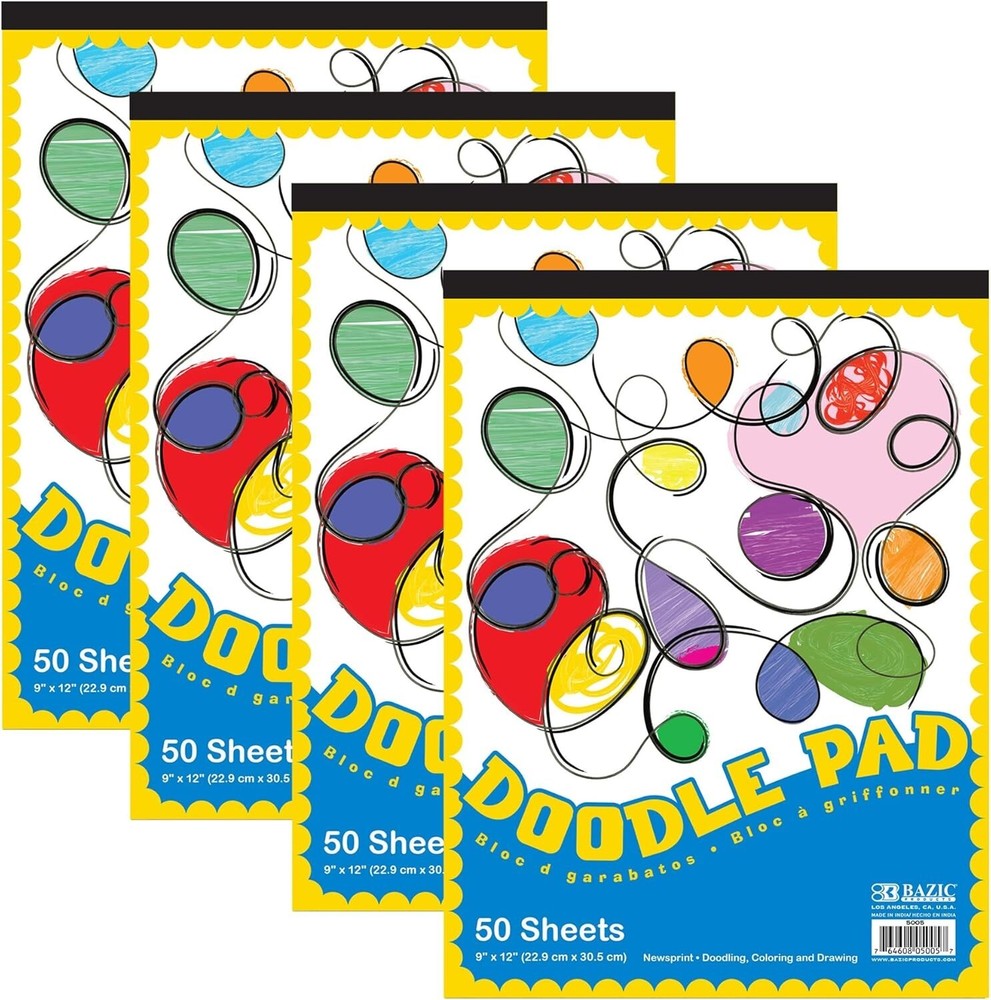 12 Pack Drawing Scribble Pad Doodle Coloring Paper Art Craft Kids 50 Sheet