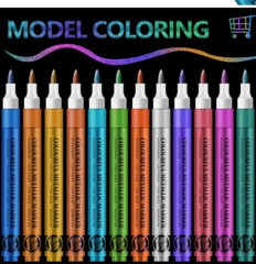 12 Colors Glitter Paint Pens – Acrylic Glitter Markers 1-5mm Soft Tip