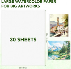 30 Sheets Large Watercolor Paper, 22X30 Inches Cold Press Water Color Paper Pad,