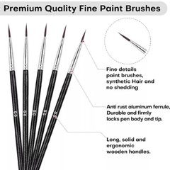 100PCS Very Small Paint Brushes Fine Tip for Nail Art Model Craft Painting Black