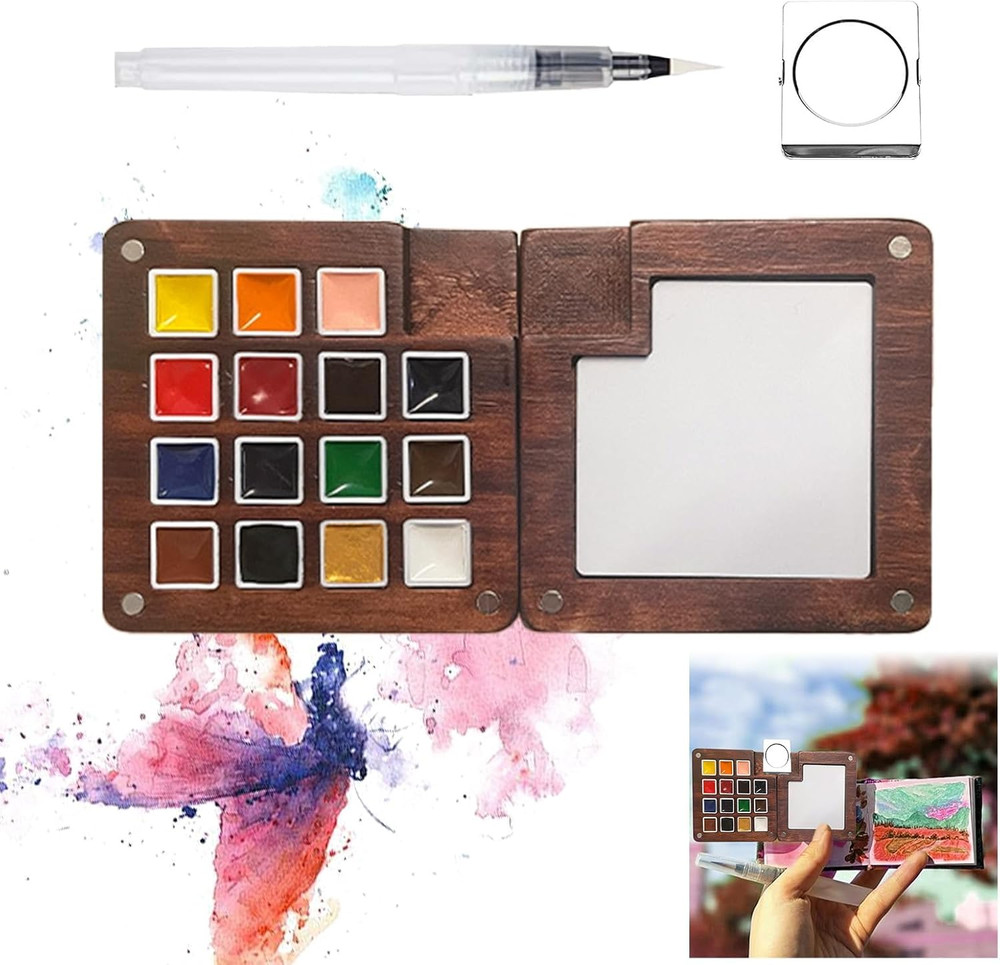 Compact Travel Watercolor Palette Set for Artists and Students