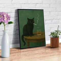 Cat Paint by Numbers Animals DIY Painting On Canvas,by Number Black Cat in Stain