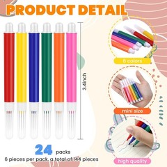 144 Pcs Mini Markers Bulk Colored Pen 3.4 Inch Vibrant Colors Portable Short …