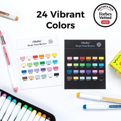 Ohuhu Acrylic Paint Markers Brush Tip 24 1 Count (Pack of 24), Multicolor