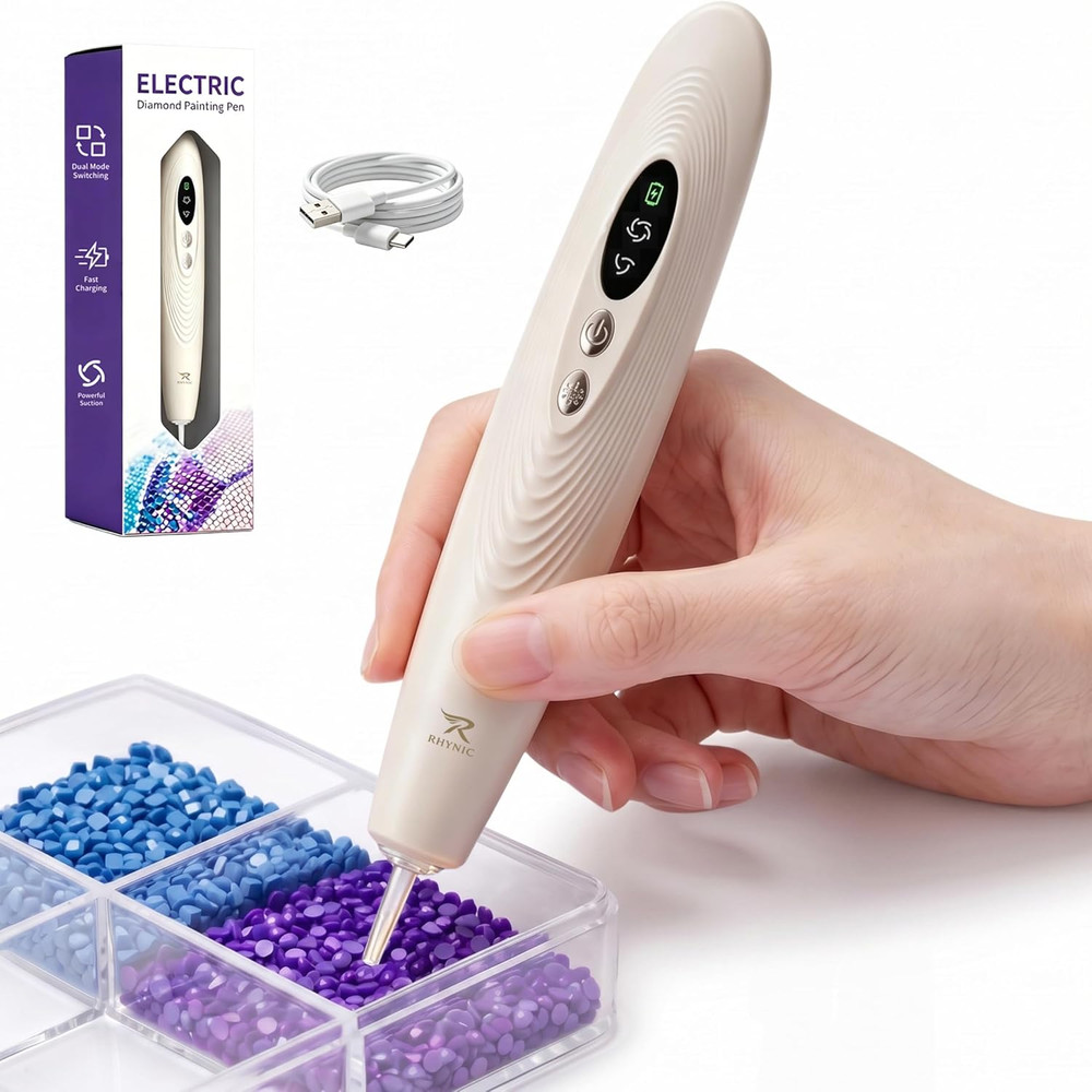 RHYNIC Electric Diamond Art Pens with Light, Diamond Art Kits for Adults, Wirele