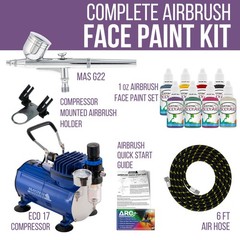 Airbrush Face Paint Kit 8 Custom Body Art Colors Air Compressor Tattoo Stencil