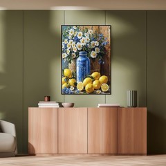 Paint by Numbers Kit for Adults,Lemons and Daisies Paint by Number for Adults,A