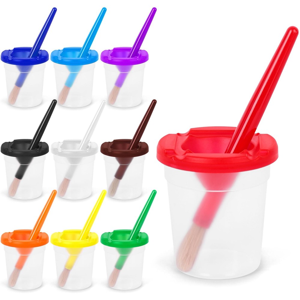 Paint Cups with Lids for Kids, 10PCS No Spill Paint Cups, 10PCS Toddler Paint…