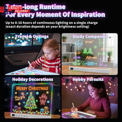 Led Drawing Board with 13 Light Effects, 16″ Rechargeable Glow Doodle LED Note B