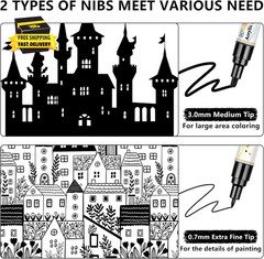 Black Paint Pens – 4 Pack Dual Tip Acrylic Paint Markers (0.7Mm & 3Mm), Non-Toxi